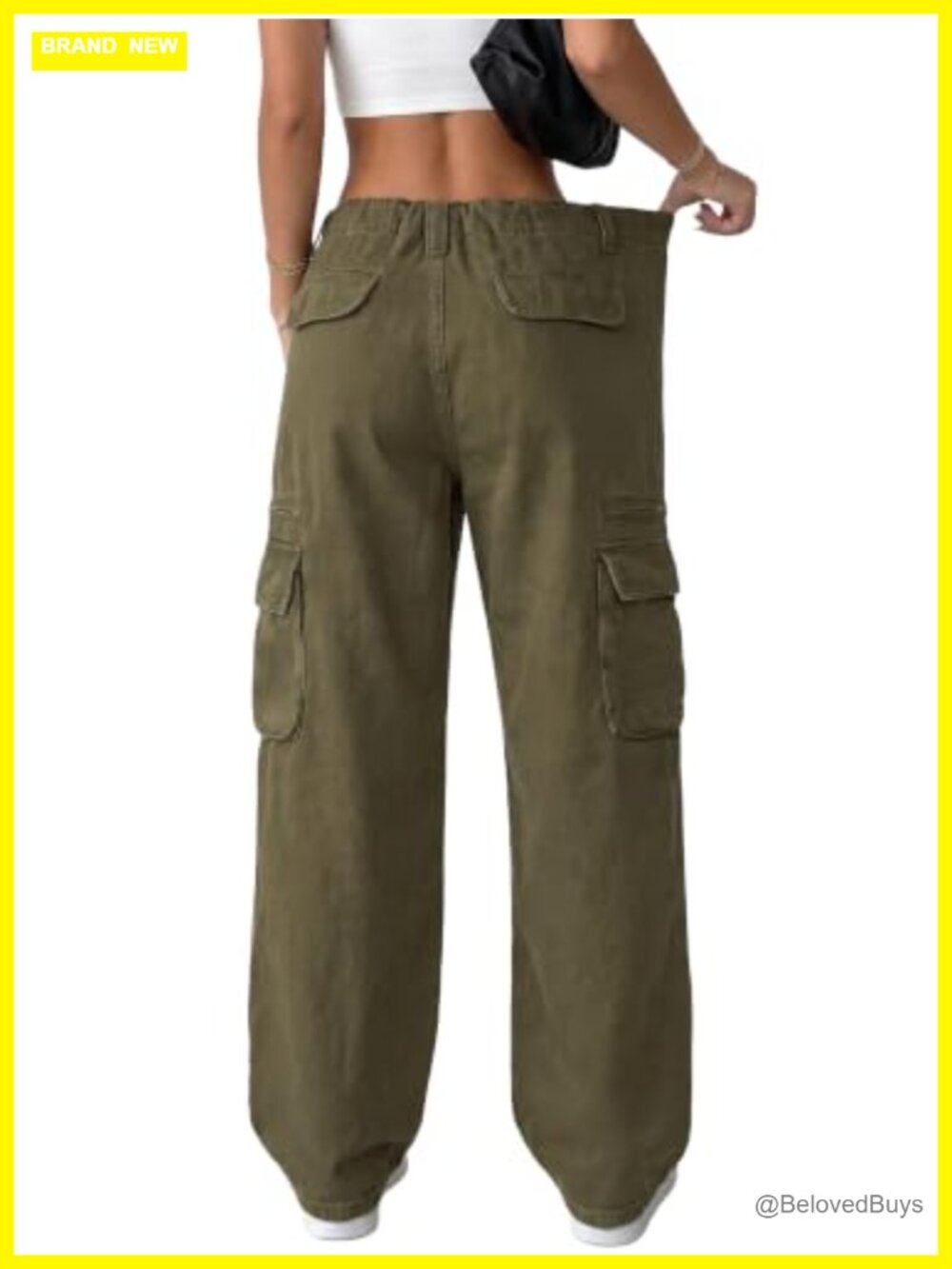 High Waisted Cotton Cargo Pants Straight Leg Streetwear Y2K